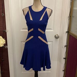 Bcbg Maxazria Elegant BlueCutout/ mesh Dress, US4